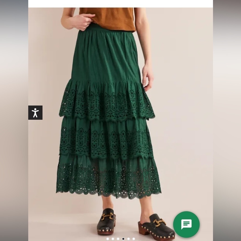 Boden Broderie Cotton Maxi Skirt Chatsworth Green Size 8 NWT - Picture 3 of 7